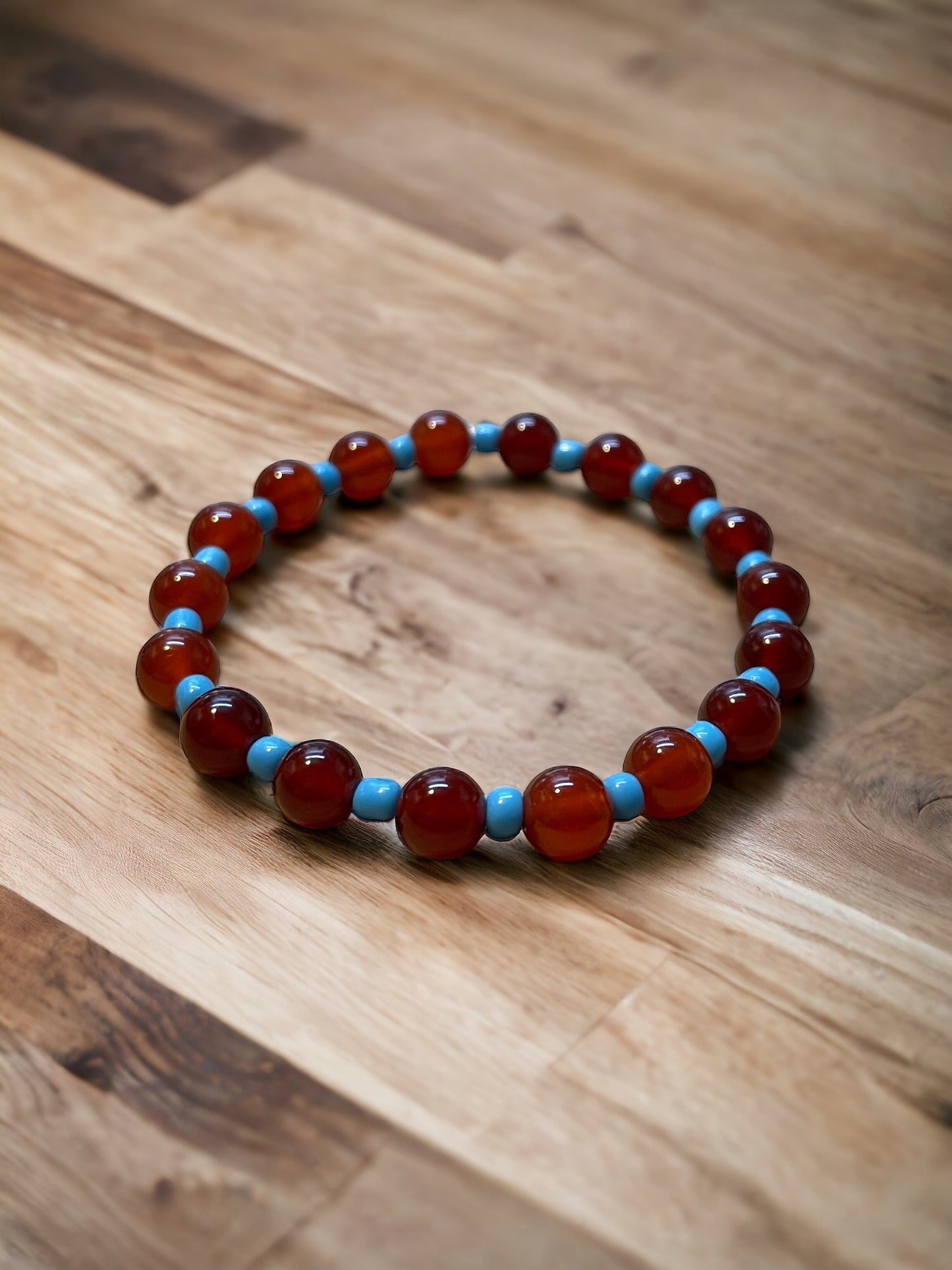Carnelian & Light Blue Seed Beads