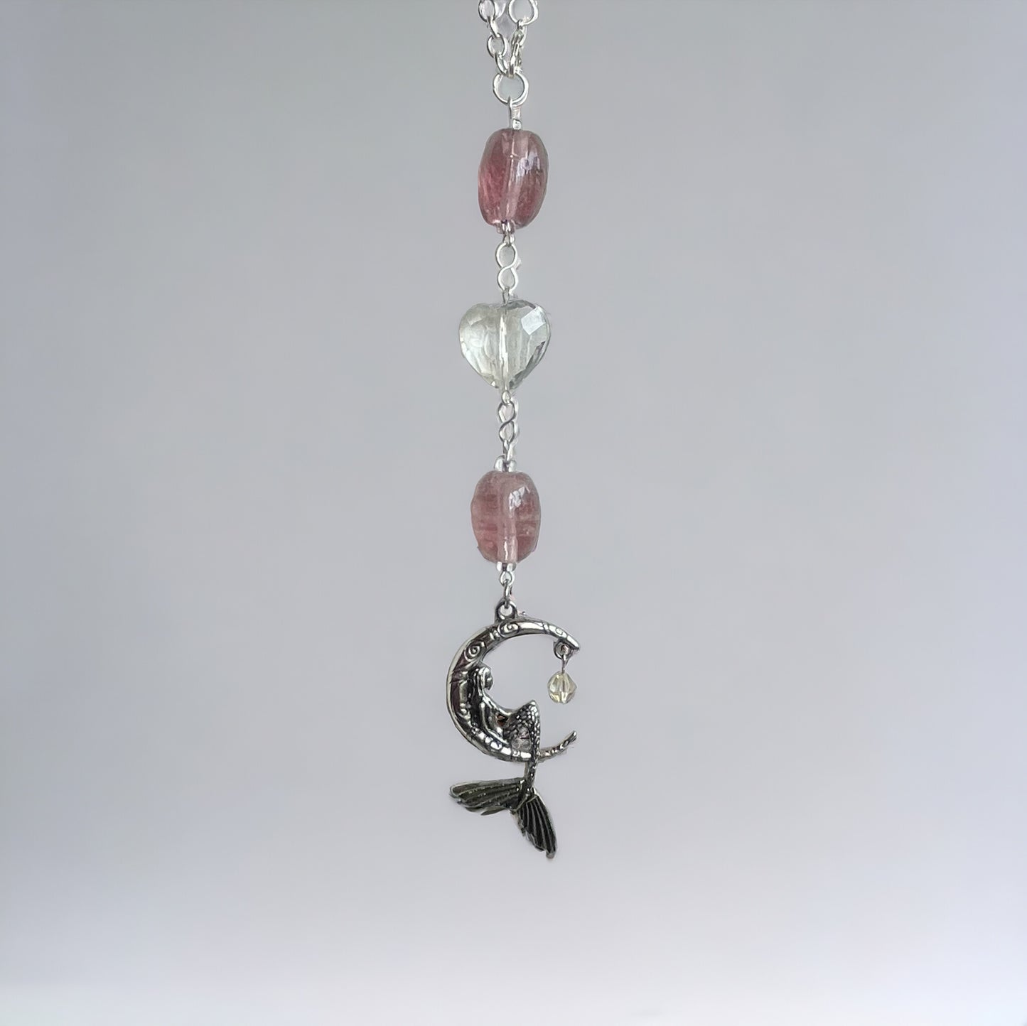 Crystal Heart Mermaid Moon Car charm