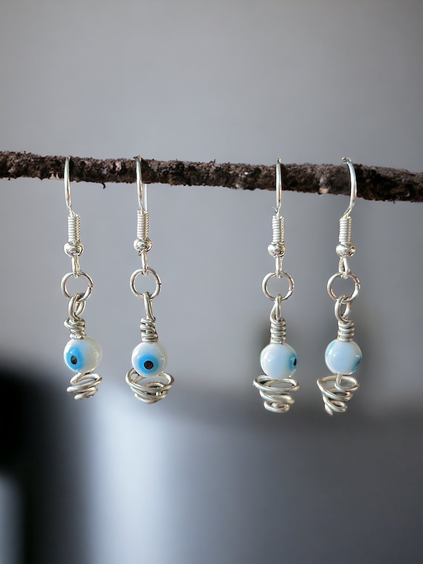 White Evil Eye Earings