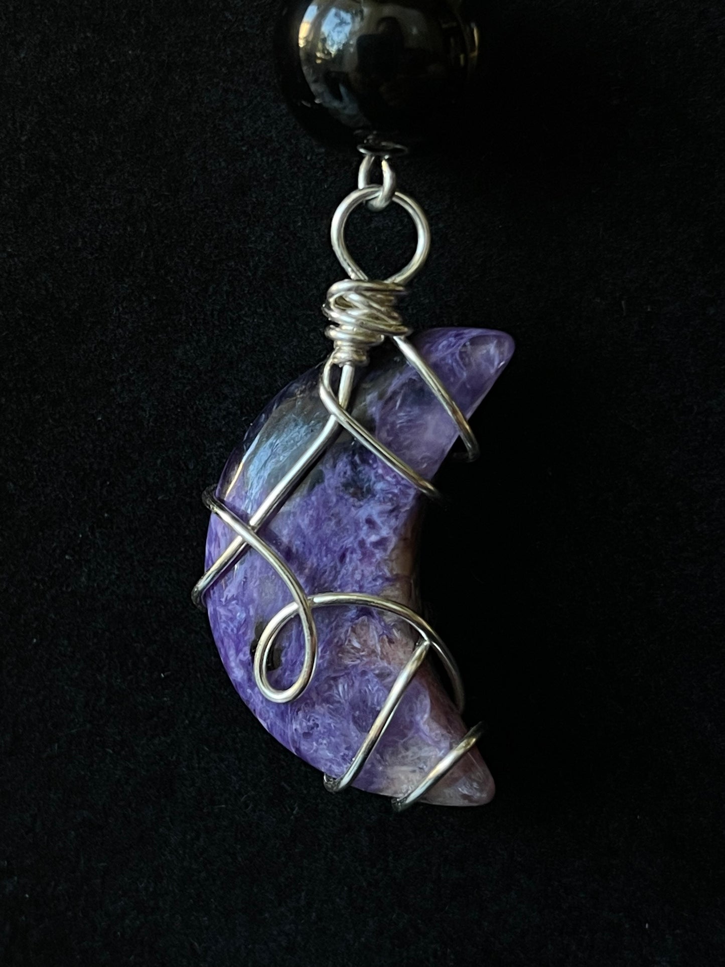 Charoite Moon Car Charm