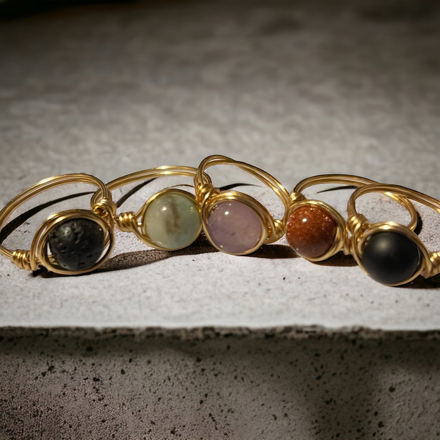 Simple Gold Tone Wire Wrapped Rings