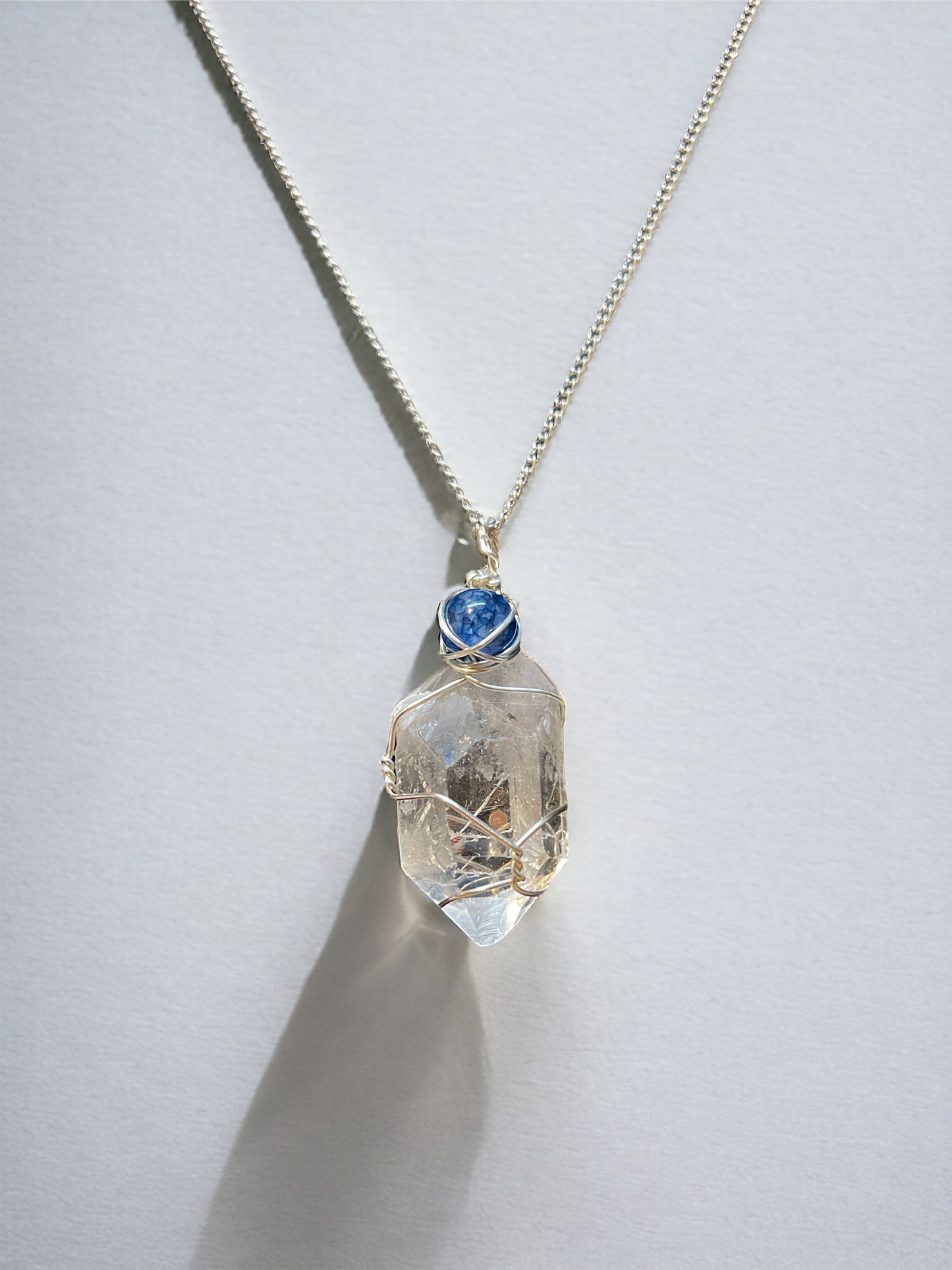 Crystal Quartz with a Blue Lace Agate Bead